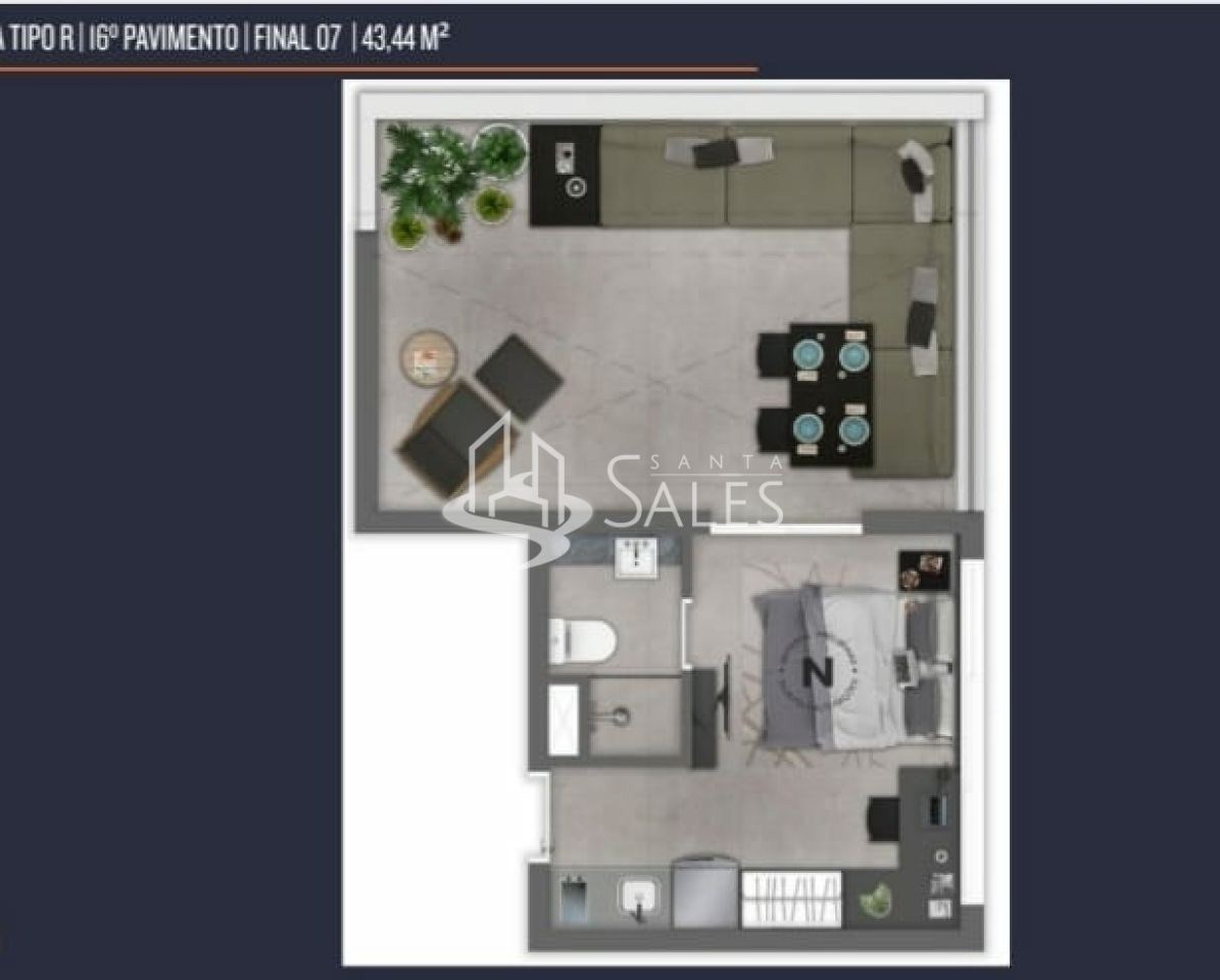 Apartamento, 1 quarto, 43 m² - Foto 2