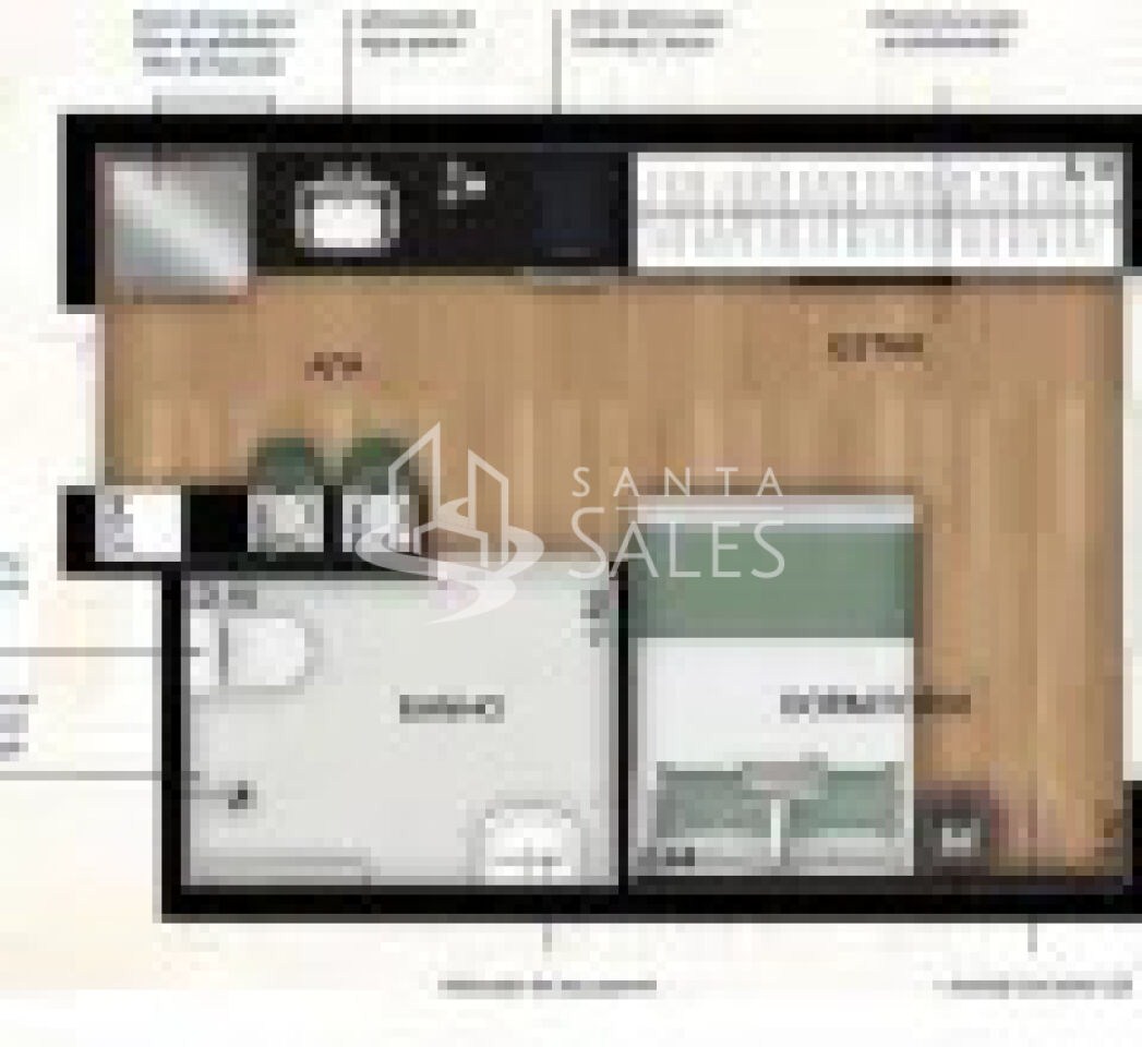 Apartamento, 1 quarto, 21 m² - Foto 2