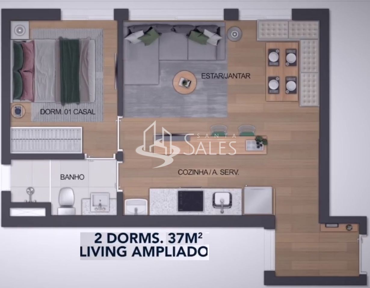 Apartamento, 2 quartos, 37 m² - Foto 18