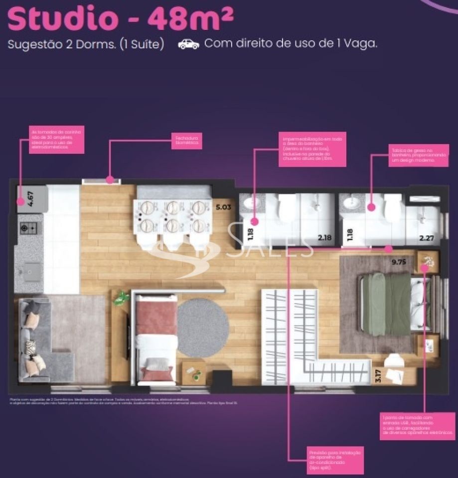 Apartamento, 1 quarto, 48 m² - Foto 19