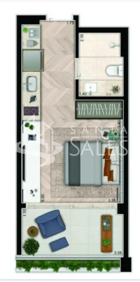 Apartamento, 1 quarto, 29 m² - Foto 2
