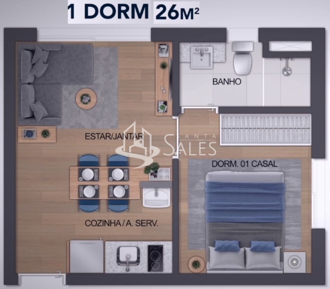 Apartamento, 1 quarto, 28 m² - Foto 7