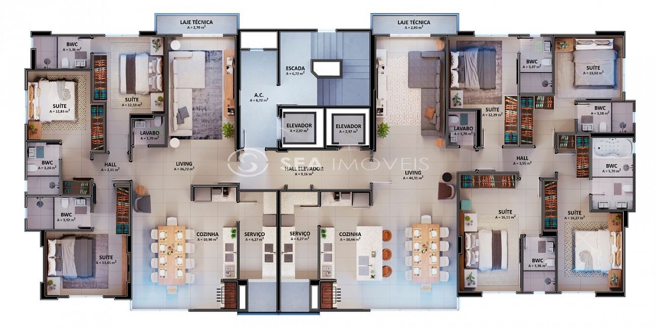 Apartamento de luxo no coração de Balneário Camboriú-SC: 3 quartos, 3 suítes, 4 banheiros, 2 vagas, 122,30m². Chegou a sua chance!