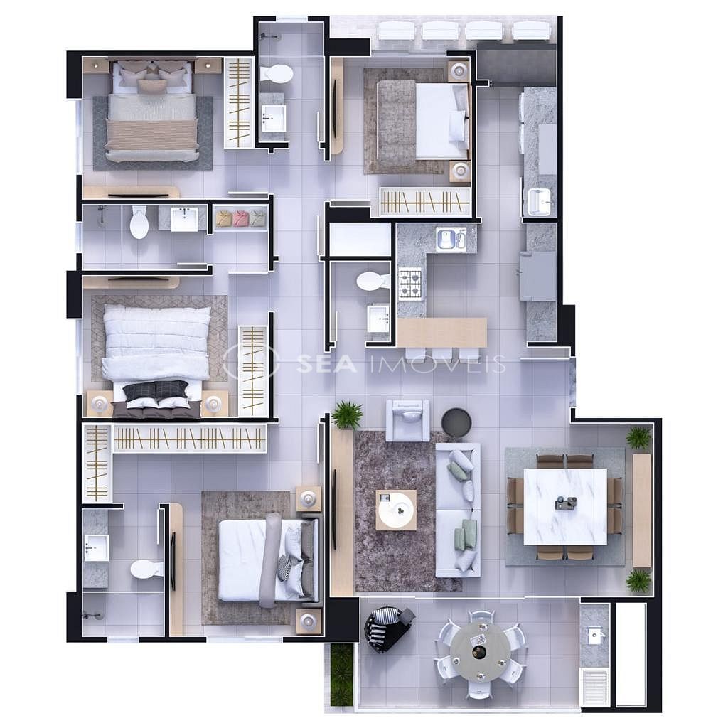 Apartamento à venda em Balneário Camboriú-SC, no Centro: 4 quartos, 2 suítes, 3 banheiros, 3 vagas de garagem, 137,87 m² de área.