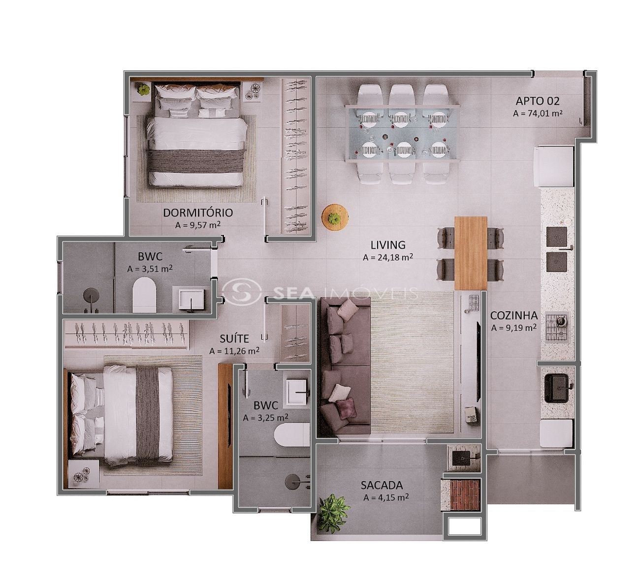 Apartamento, 2 quartos, 74 m² - Foto 21