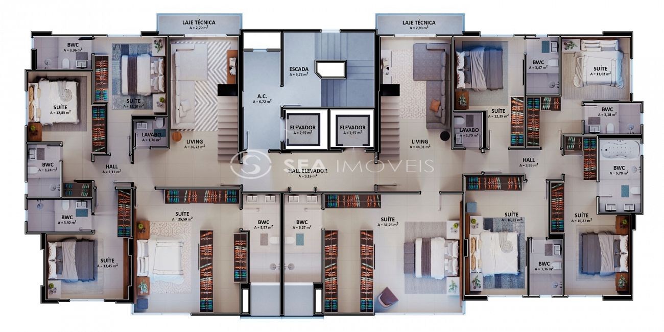 Apartamento de luxo no coração de Balneário Camboriú-SC: 3 quartos, 3 suítes, 4 banheiros, 2 vagas, 122,30m². Chegou a sua chance!
