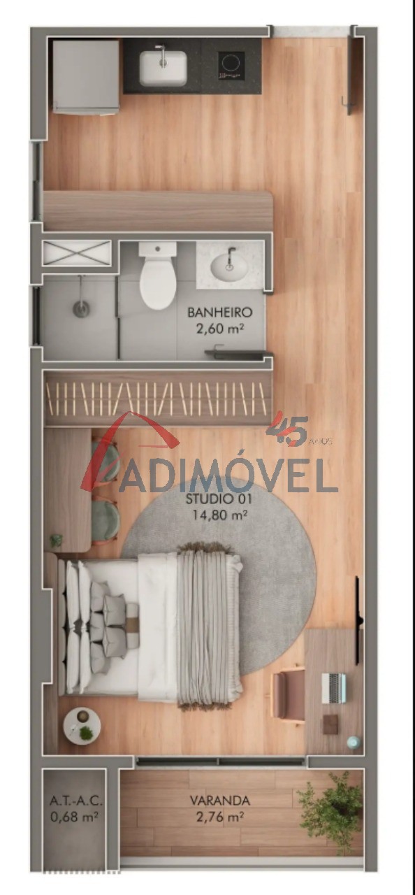 Apartamento, 1 quarto, 26 m² - Foto 9