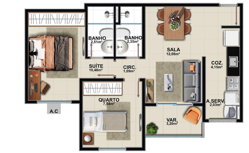 Apartamento, 2 quartos, 52 m² - Foto 33