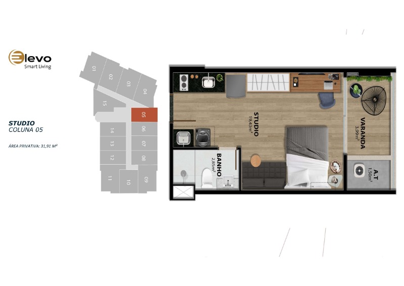 Apartamento, 1 quarto, 31 m² - Foto 14