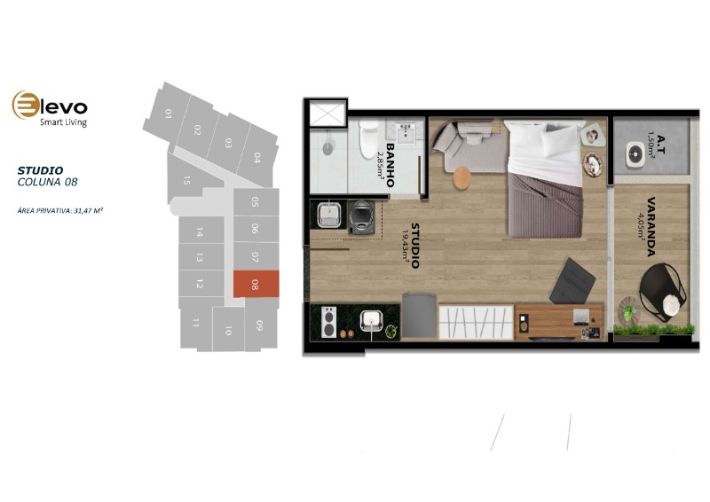 Apartamento, 1 quarto, 31 m² - Foto 16