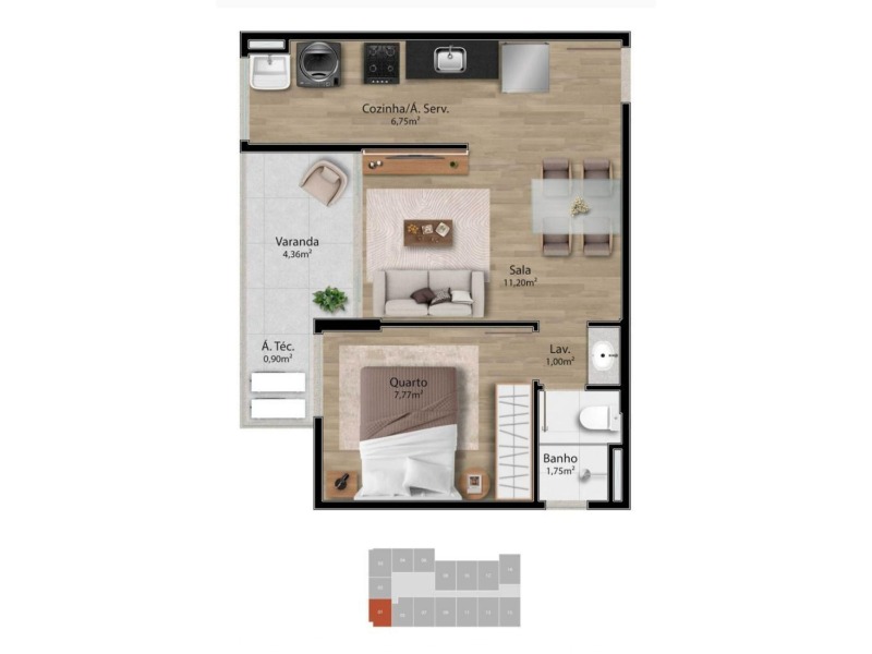 Apartamento, 1 quarto, 32 m² - Foto 20