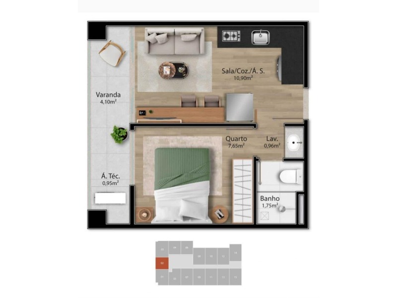 Apartamento, 1 quarto, 32 m² - Foto 21