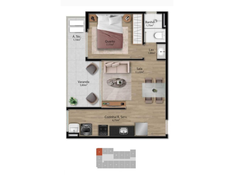 Apartamento, 1 quarto, 32 m² - Foto 22