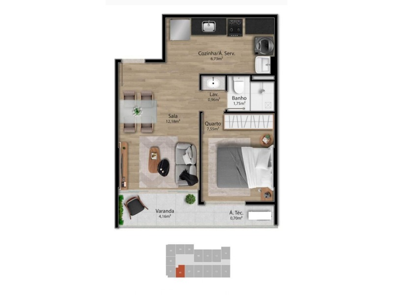 Apartamento, 1 quarto, 32 m² - Foto 23