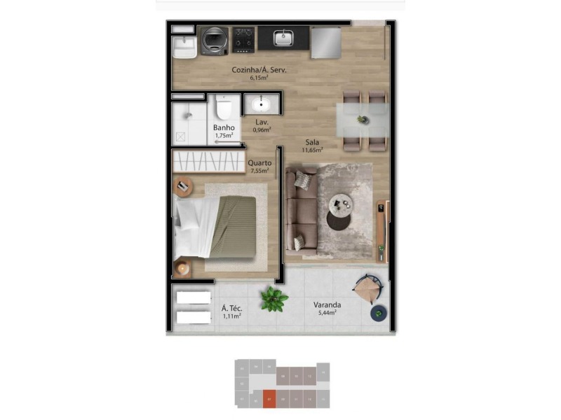 Apartamento, 1 quarto, 32 m² - Foto 24