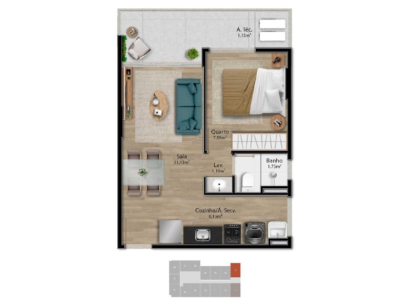 Apartamento, 1 quarto, 32 m² - Foto 26