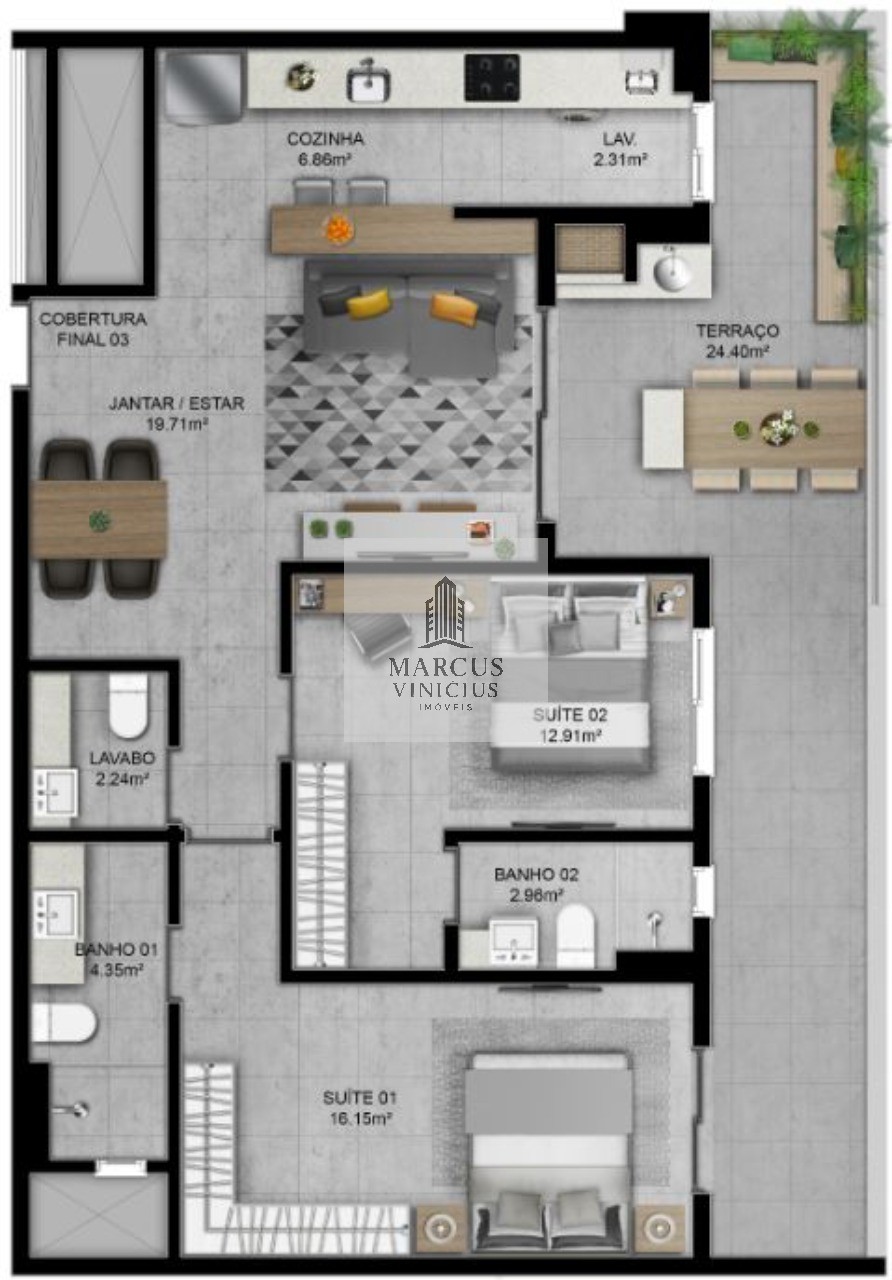 Cobertura à venda com 2 quartos, 109m² - Foto 9
