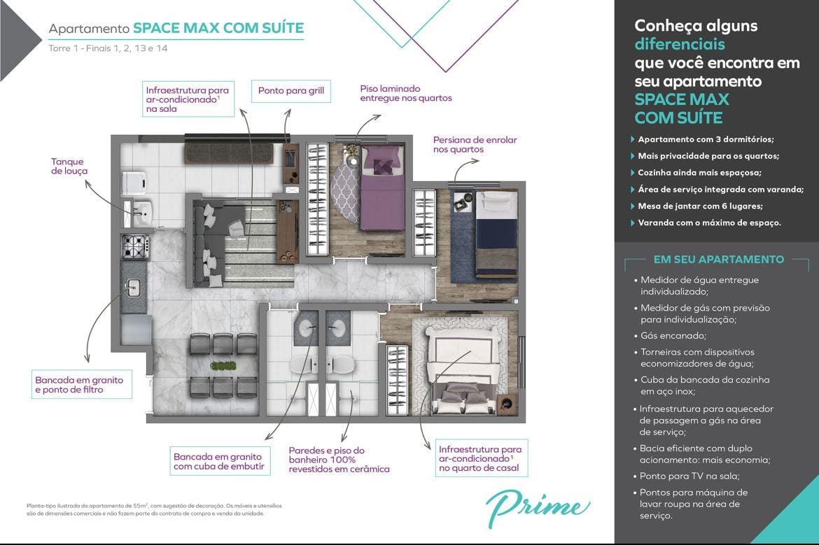 Apartamento, 3 quartos, 55 m² - Foto 2