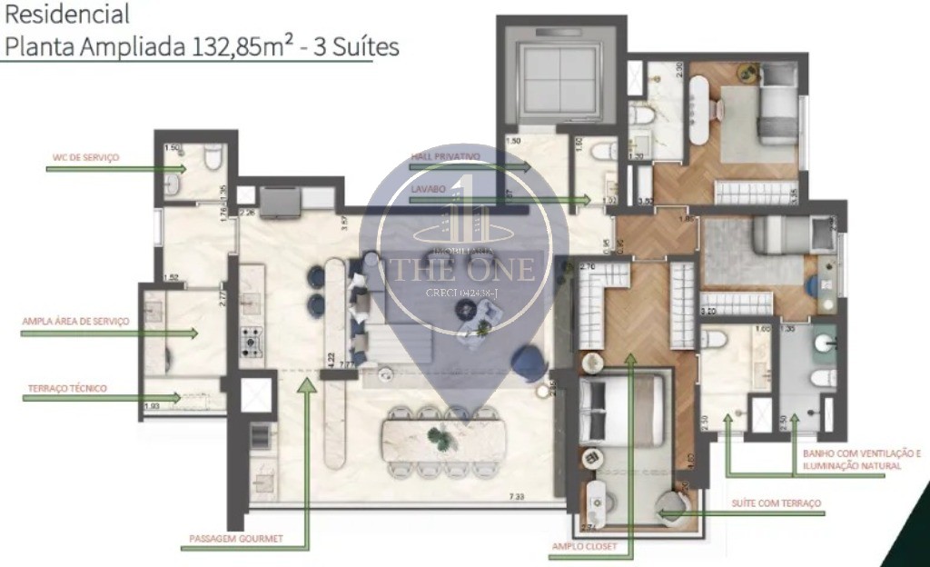 Apartamento, 3 quartos, 132 m² - Foto 2