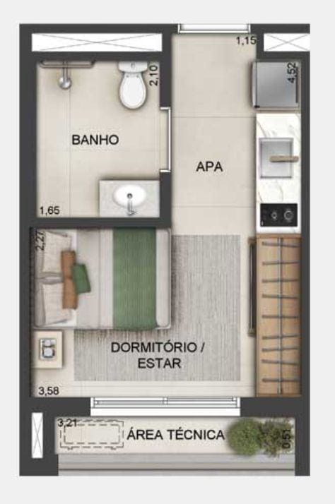 Apartamento, 1 quarto, 22 m² - Foto 12