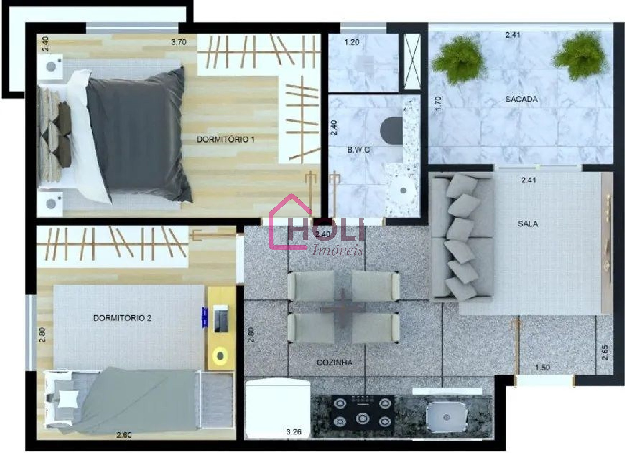 Apartamento, 2 quartos, 38 m² - Foto 2