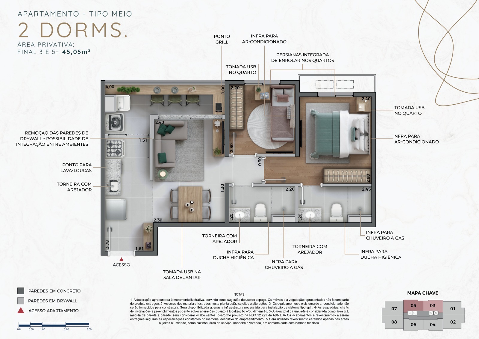 Apartamento, 2 quartos, 45 m² - Foto 2