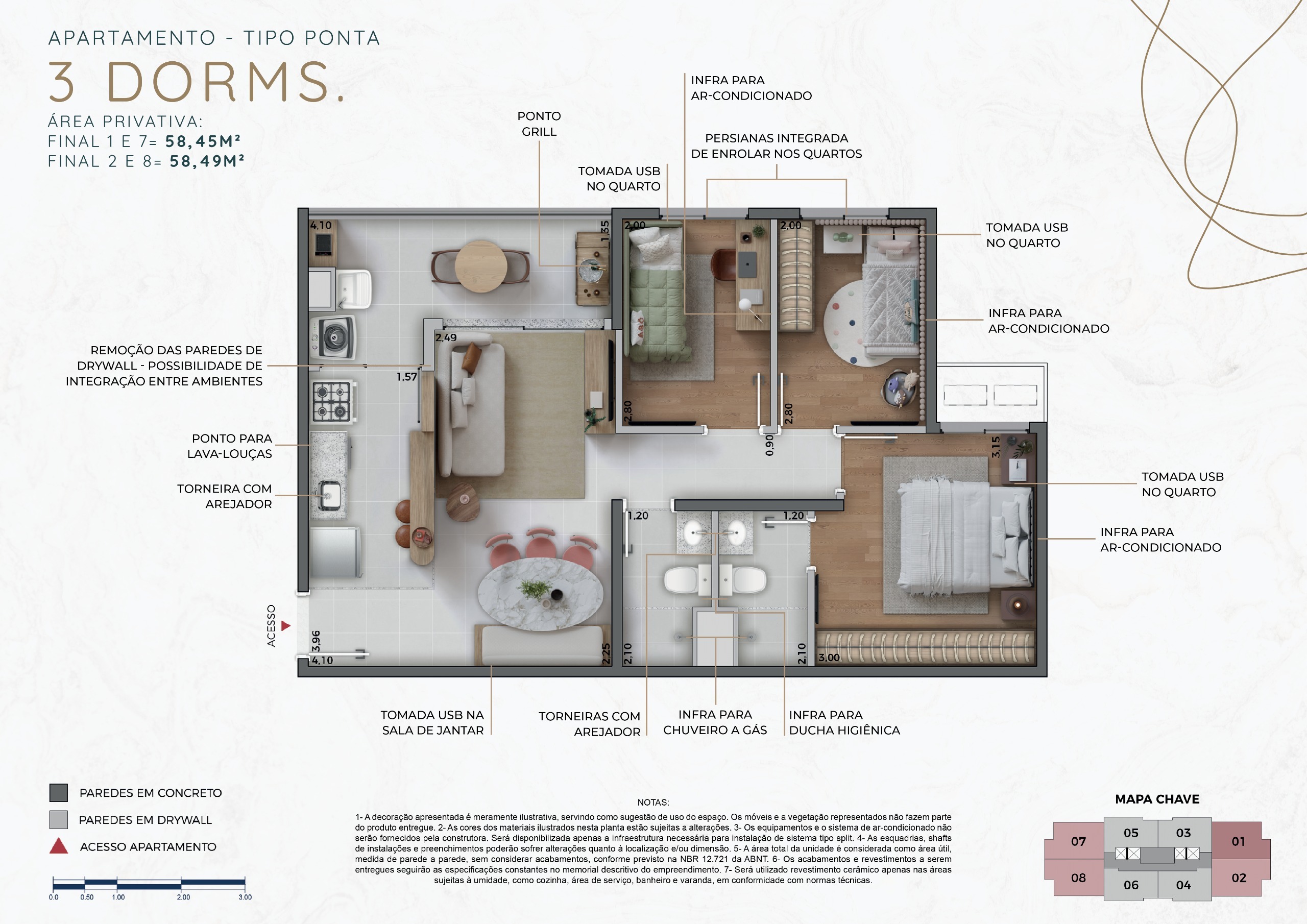 Apartamento, 3 quartos, 58 m² - Foto 2