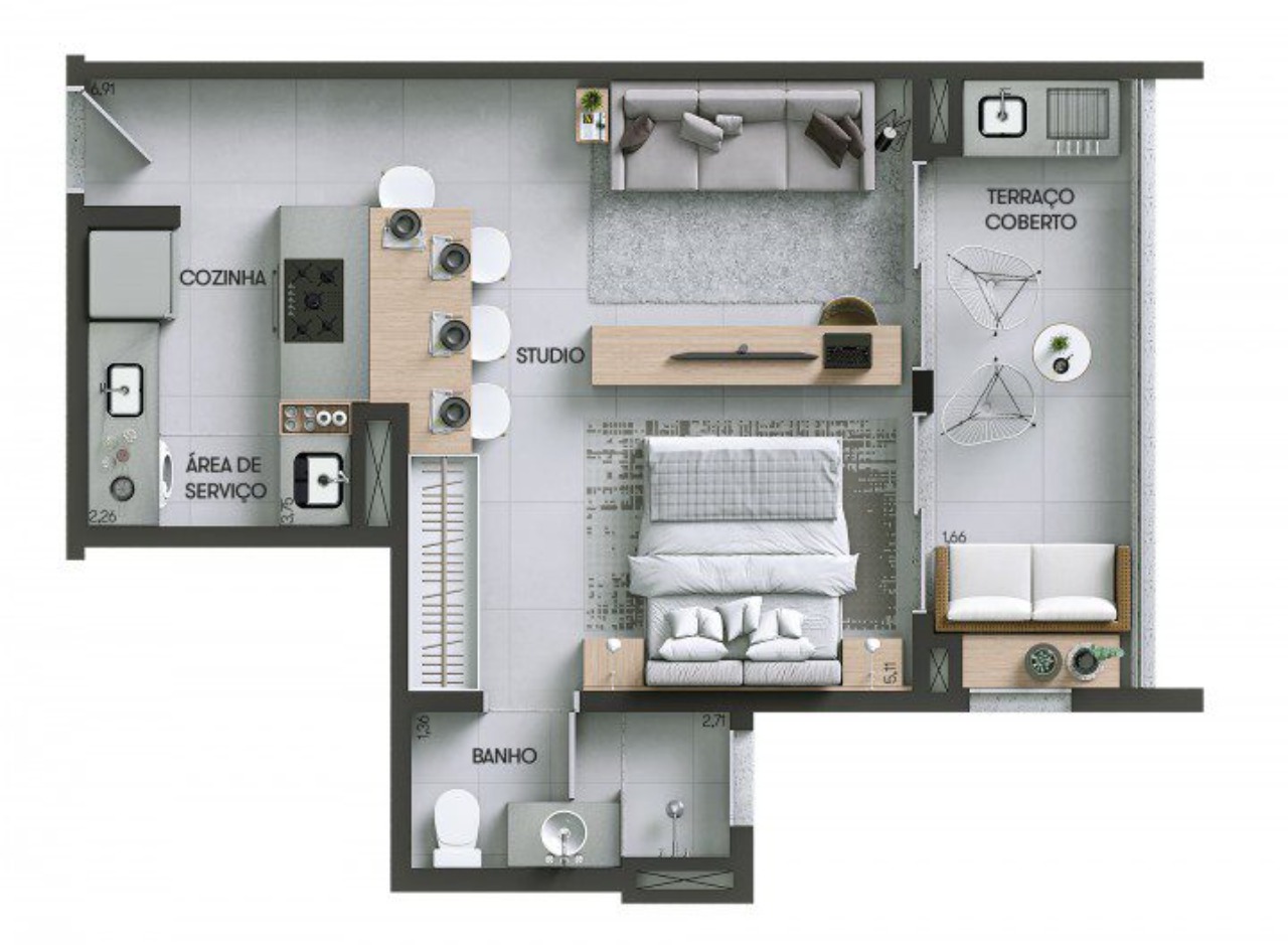 Apartamento, 1 quarto, 48 m² - Foto 10