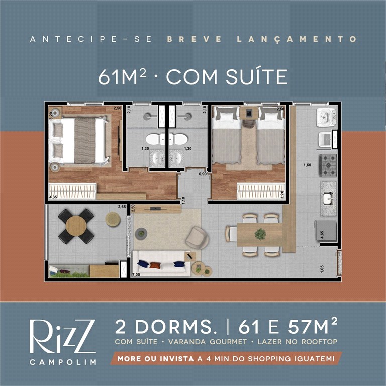 Apartamento, 2 quartos, 57 m² - Foto 9