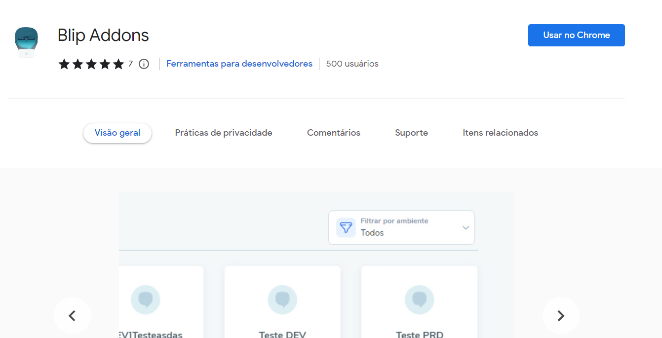 Captura de tela de Blip Addons 1