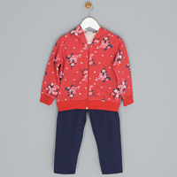 Conjunto Jaqueta e Calça Em Moletom Floral