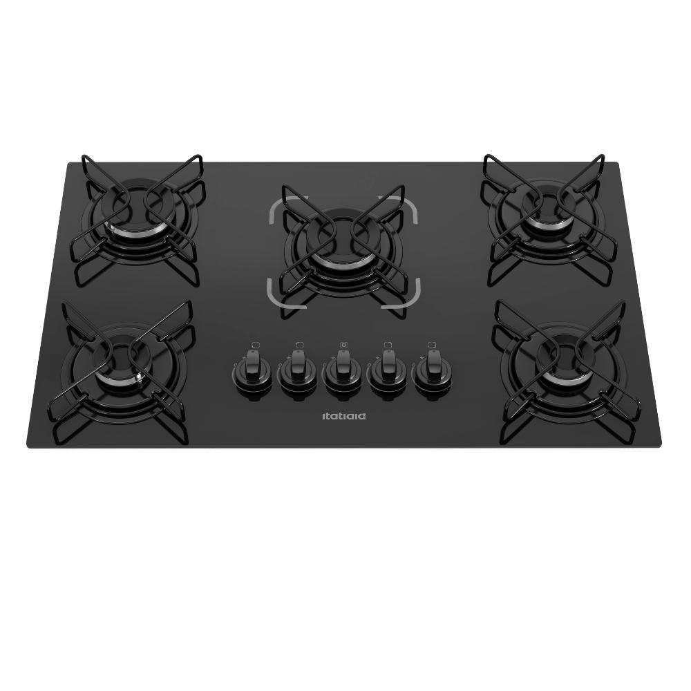 Cooktop 5 Bocas Itatiaia Essencial Tripla Chama Vidro Temperado Preto Bivolt