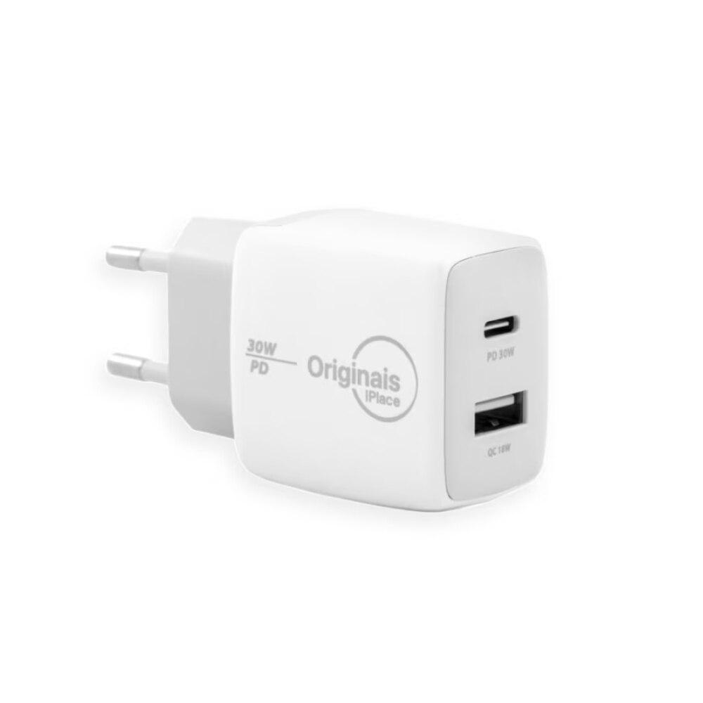 Carregador USB-C/USB, 30W, 2 Portas, Originais iPlace