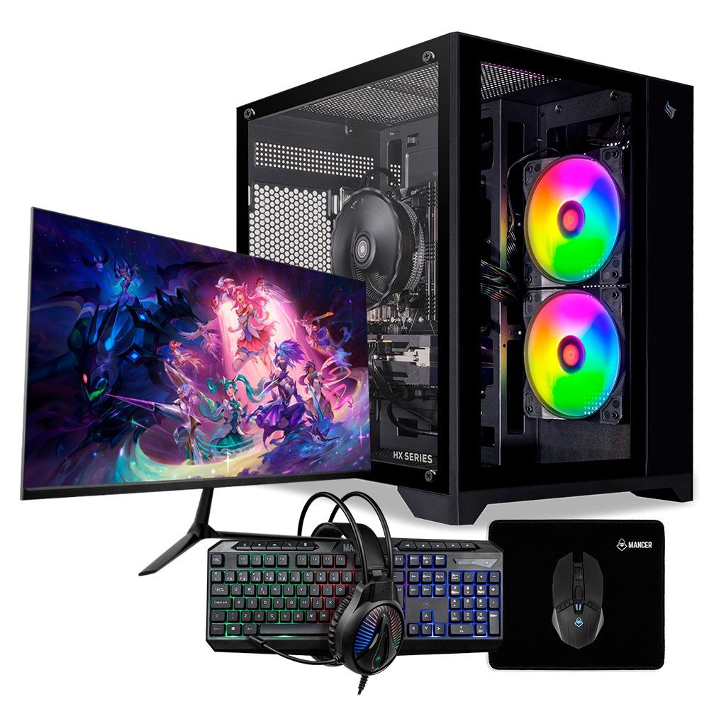 PC Gamer Completo MCL, AMD Ryzen 5 5500, RX 5600 XT 6GB, 16GB DDR4, SSD 480GB, 500W 80 Plus, Combo de Periféricos, Monitor 23