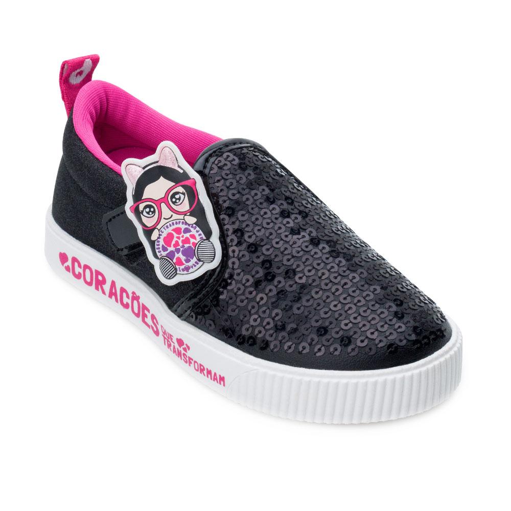 Tênis Slip On Pampili Luluca Infantil PP22-4351 Preto
