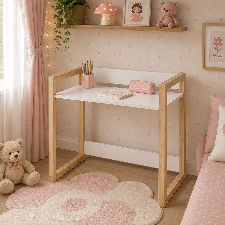 Mesa Infantil com Regulagem Altura Zoe Branca MDF | Madeira