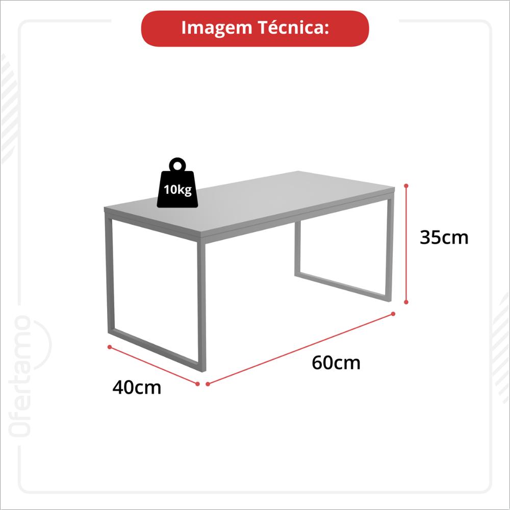 Mesa Centro Sala Pés Ferro Tampo Mdf Amadeirado Carmin - 4