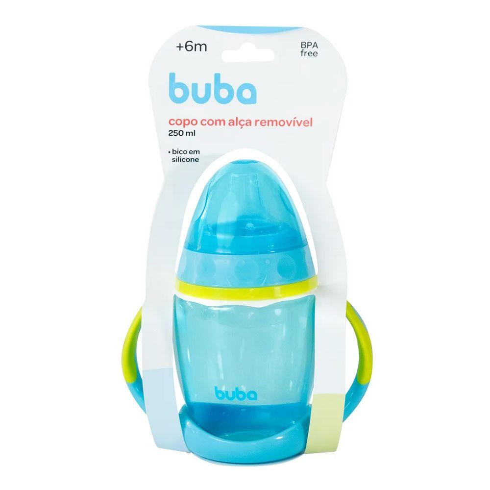 Copo Infantil Com Alça Removível E Bico Silicone Buba Azul 250ml