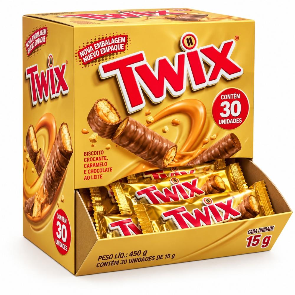Caixa Chocolate Twix 30 Unidades 15g