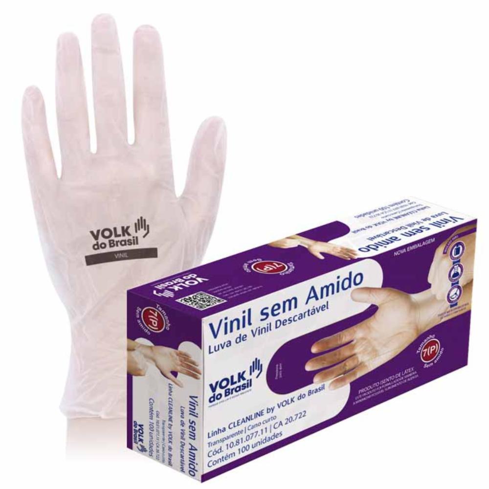 LUVA VINIL VOLK P SEM PO 100UN