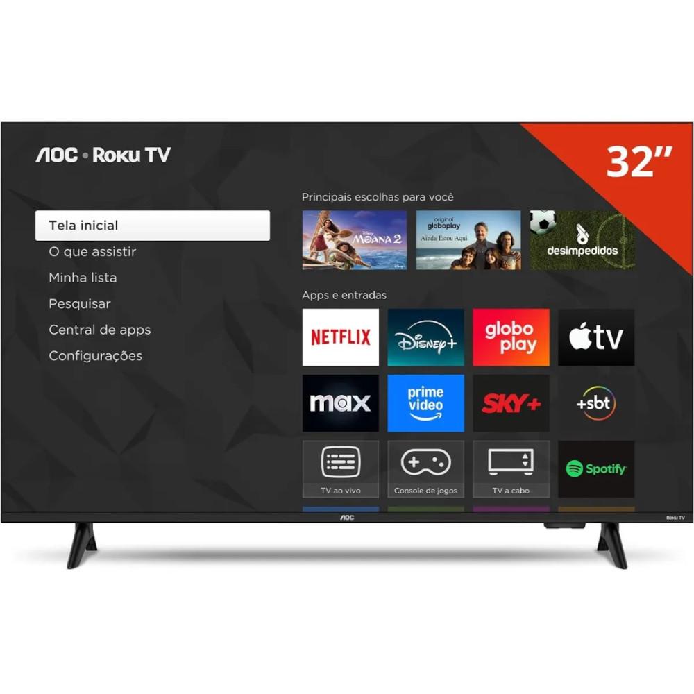 Smart TV AOC DLED 32" Roku TV 32S5155/78G Wi-Fi, Quad Core