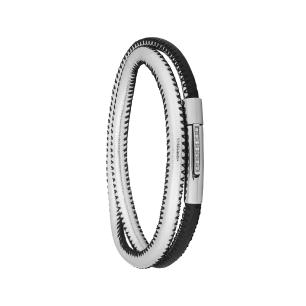 Pulseira Aço Duo Black e Silver Fecho com Zircônia 5mm