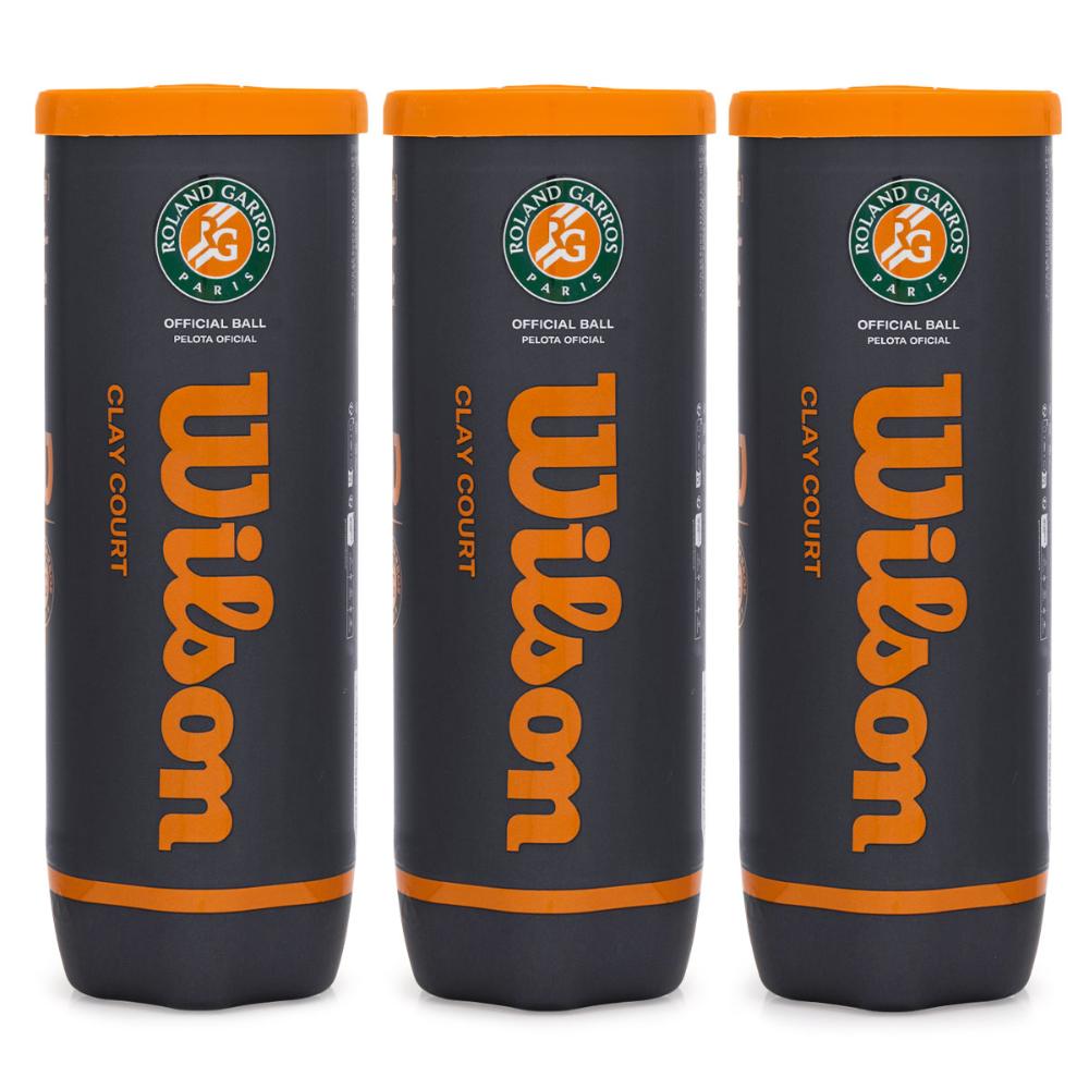 Bola de Tênis Wilson Roland Garros Oficial Clay Pack com 03 Tubos
