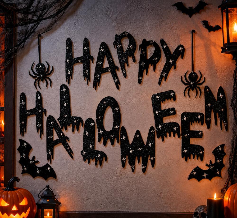 Decoração Halloween Painel Happy Halloween Brilhante em EVA