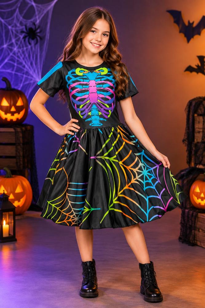 Fantasia Caveira Mexicana Infantil Esqueleto de Halloween