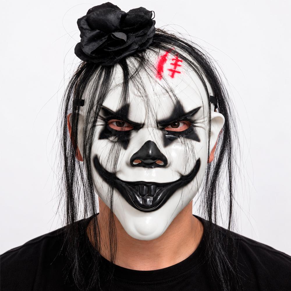 Máscara Halloween Terror Palhaço Assassino Com Cabelo Para Fantasia
