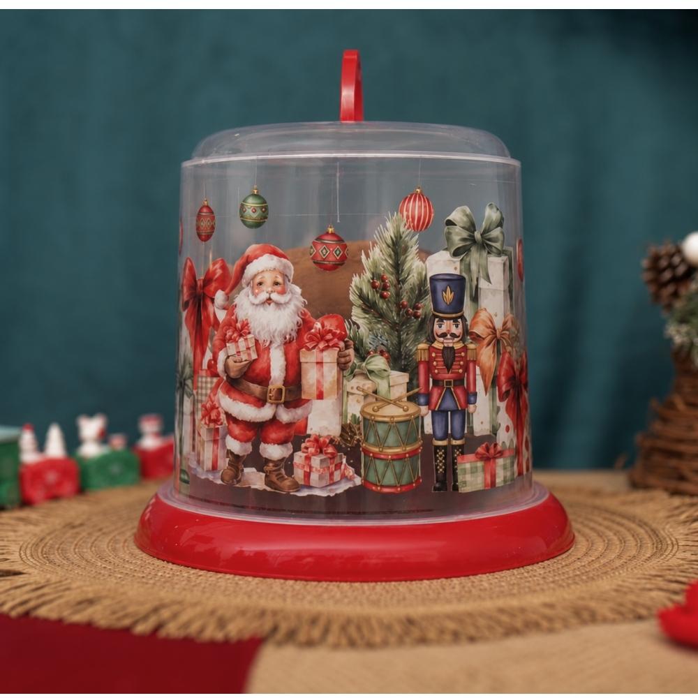 Porta Panetone Chocotone Natal Soldadinho Papai Noel Árvore Presente Laço Vermelho Plasútil