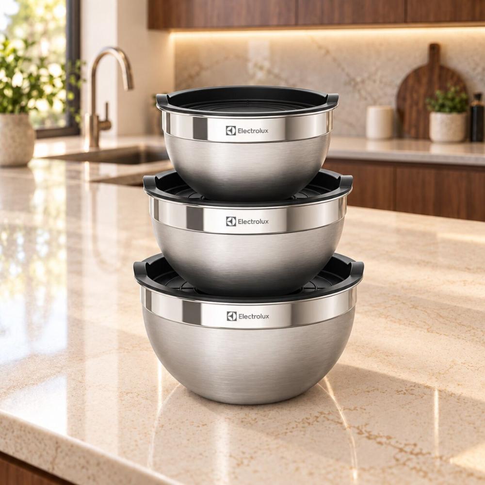 Conjunto de Bowls Tigelas de Inox com Tampa Plástica - Electrolux