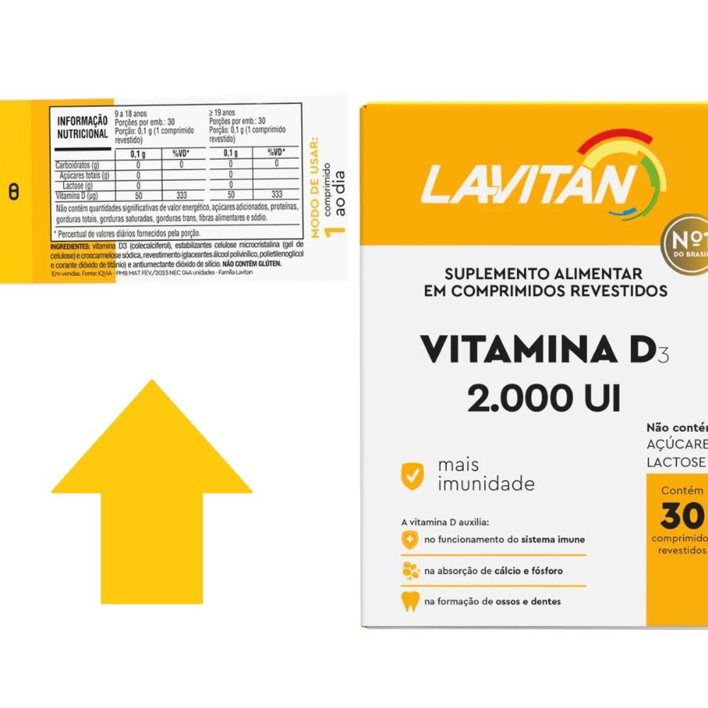 Suplemento Alimentar Lavitan Vitamina D3 2.000UI 30 Comprimidos Revestidos