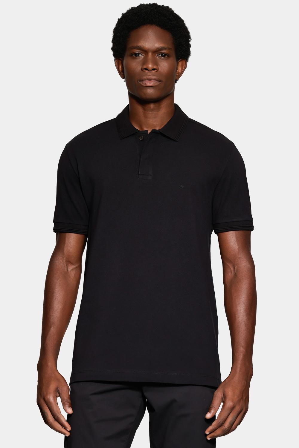 Polo Manga Curta Vista Detalhe Gola Preto